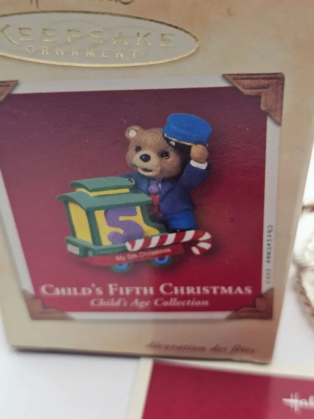 Hallmark Keepsake Childs Fifth Christmas Ornament 2003 Bear Train Age Collection